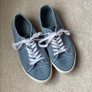 Denim sneakers.